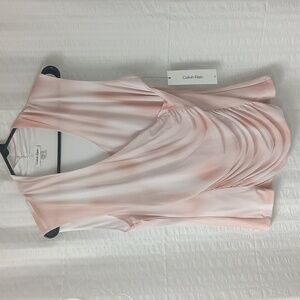 Calvin Klein Surplice V Neck Ruched Sleeveless Top M